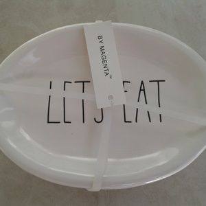 Rae Dunn Let's Eat Oval Plates 8" / Set of 4 / NEW